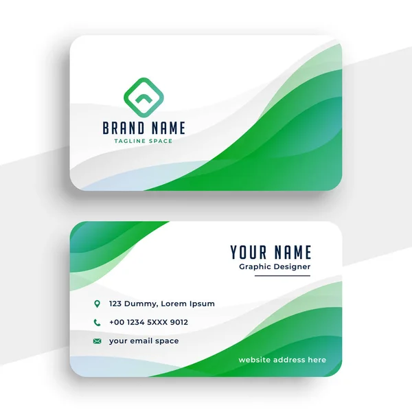 Elegant white and green business card design template — Stock Vector