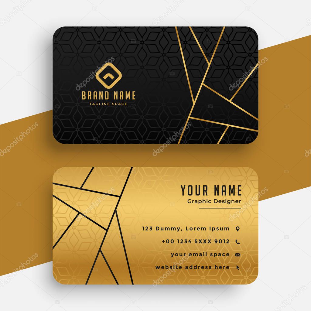 black and gold luxury vip business card design template