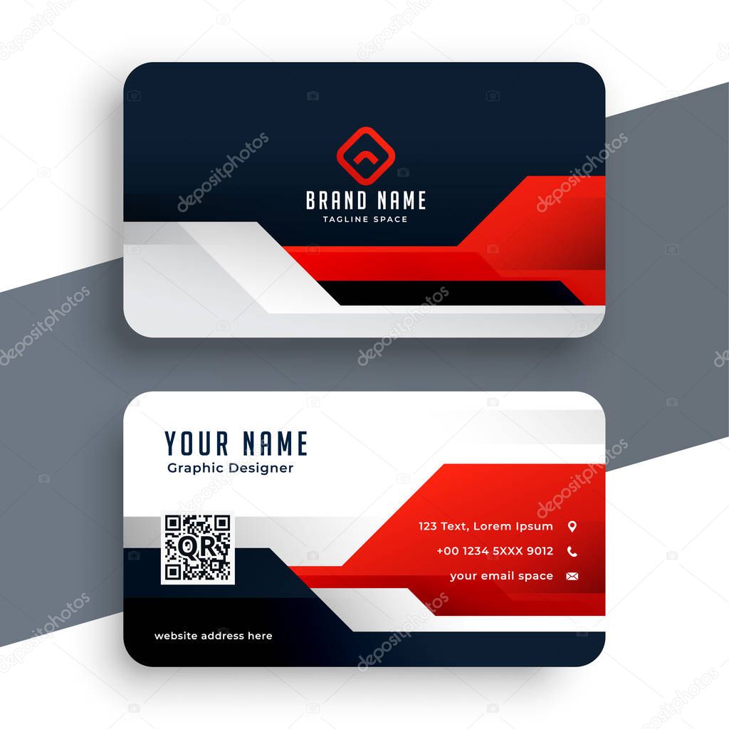 modern red business card template in geometric style