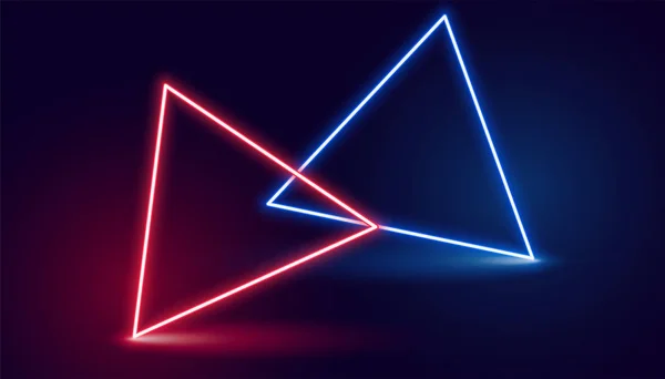 Dos triángulos de neón en colores rojo y azul — Archivo Imágenes Vectoriales