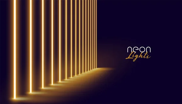 Glowing golden neon lights line background design — Stock Vector