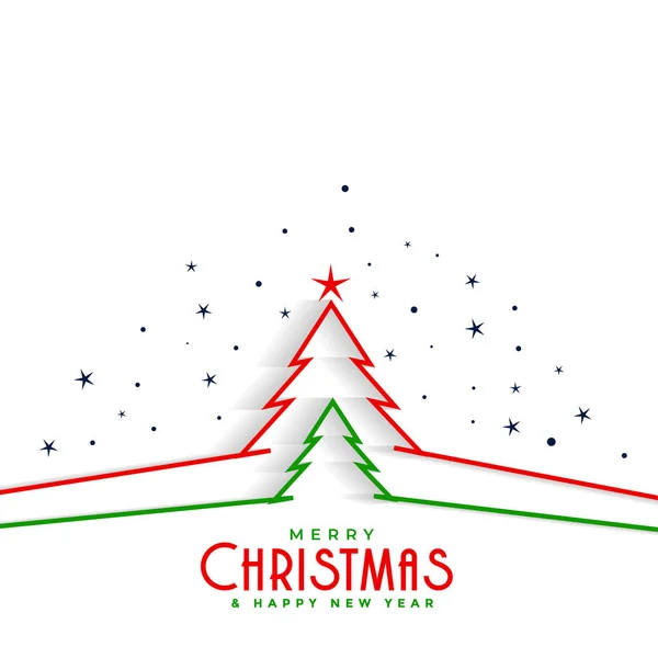 Merry christmas line tree festival minimal card design — Stock Vector