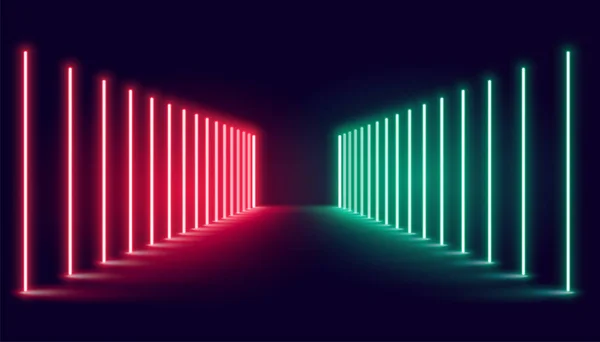 Rood en groen neon licht podium achtergrond ontwerp — Stockvector