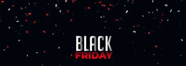 Black friday banner with red and white confetti — Stock Vector