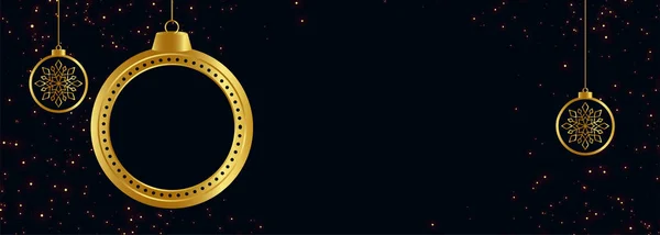 Banner de Natal alegre preto e dourado com espaço de texto — Vetor de Stock