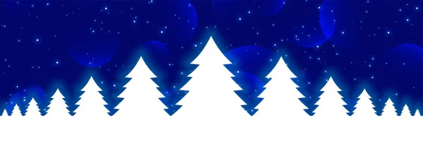 Estandarte de navidad azul con árboles de Navidad brillantes blancos — Archivo Imágenes Vectoriales