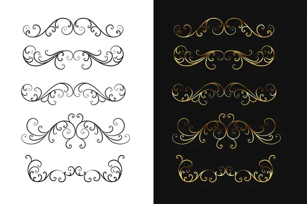 Belos divisores decorativos definir ornamentos design floral — Vetor de Stock