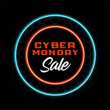 neon stili siber pazartesi indirimi pankartı tasarımı