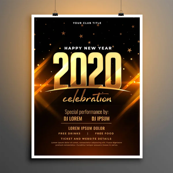 Projeto do modelo do cartaz da celebração do ano novo 2020 bonito —  Vetores de Stock