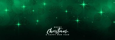 Sihirli merru noel yıldızları yeşil renkli pankart