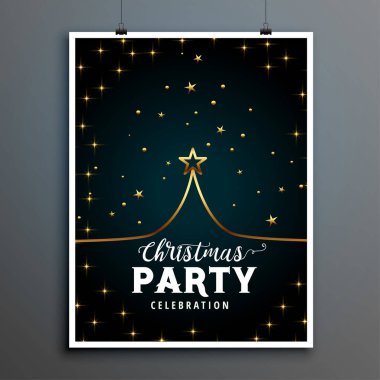 Yaratıcı Xmas ağacıyla mutlu noel partisi broşürü tasarımı