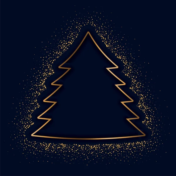 Merry christmas creative tree made with golden sparkles — Stock Vector