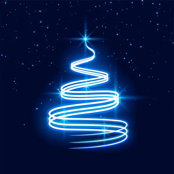 Joyeux Noël néon festival arbre conception fond — Image vectorielle