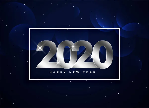 2020 Szczęśliwego Nowego Roku srebrne powitanie tło projektowania — Wektor stockowy