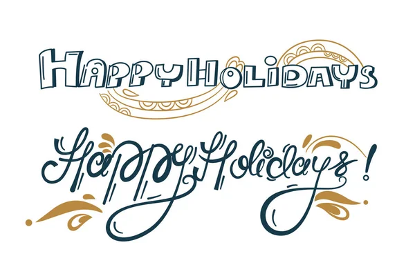 Happy holidays decoratieve belettering achtergrond stijlvol ontwerp — Stockvector