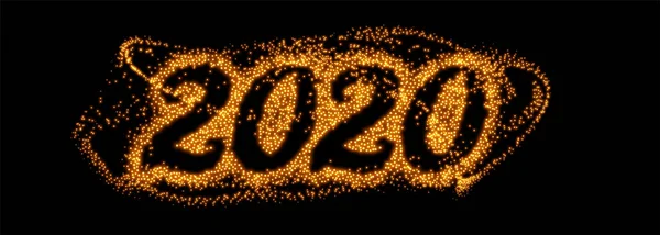 2020 escrito em design baner estilo brilho dourado — Vetor de Stock
