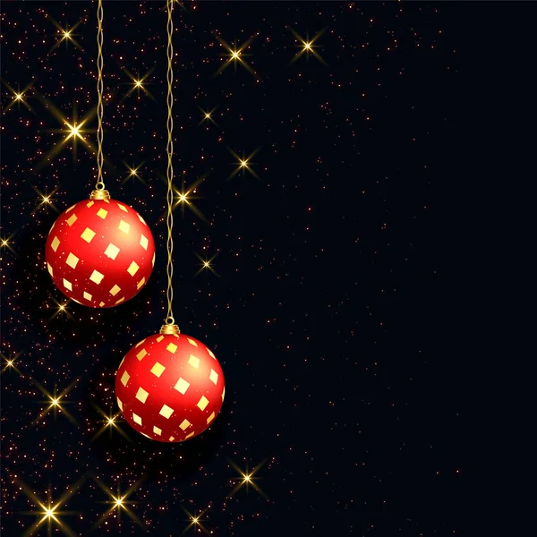 Beau fond de Noël noir avec boule rouge réaliste — Image vectorielle