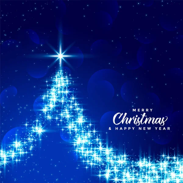 Schöne frohe Weihnachten blau funkeln Baum Design Hintergrund — Stockvektor
