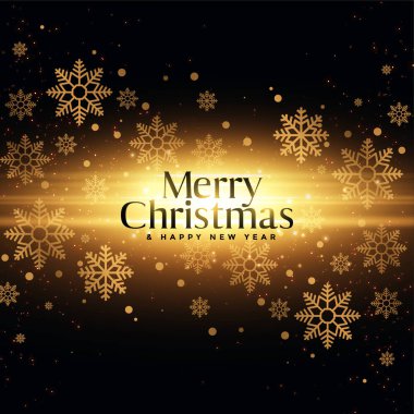 Mutlu noeller altın parıltılar ve kar taneleri festivali kartı