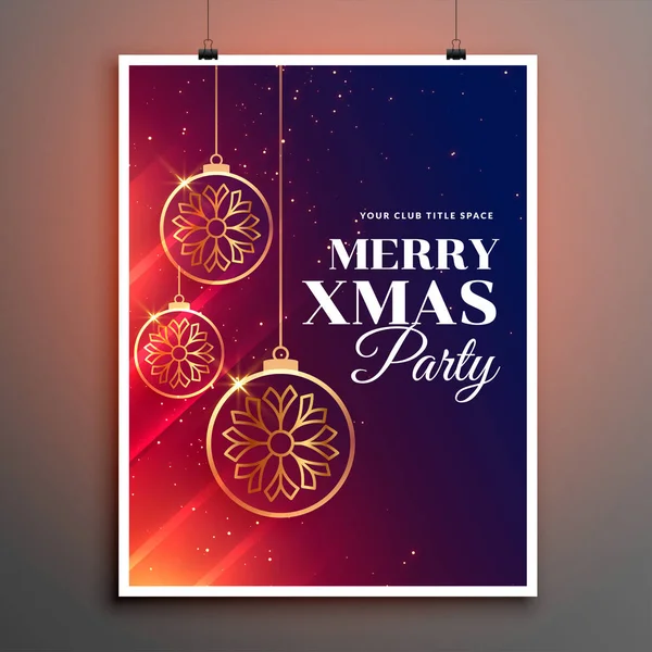 Merry christmas party poster flyer invitation template design — Stock Vector