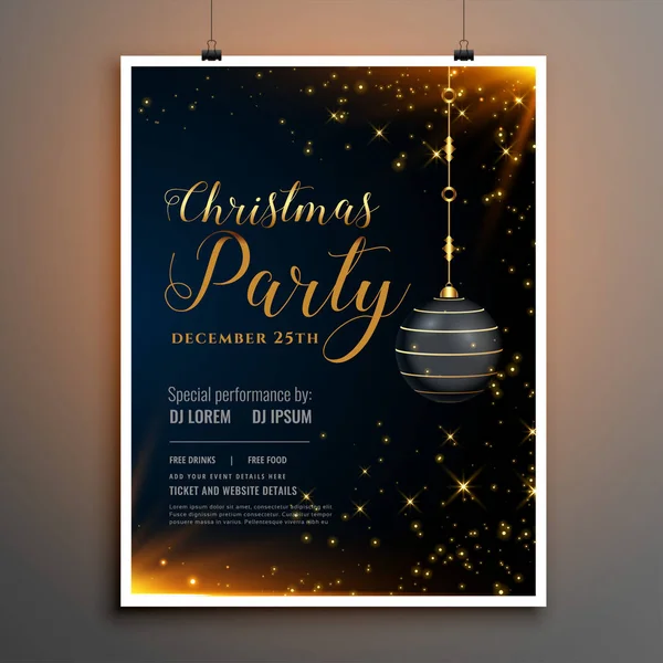 Merry christmas black flyer poster template design — Stock Vector