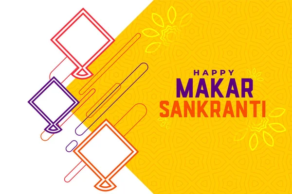 Makar sankranti festival banner met kits in lijn stijl — Stockvector