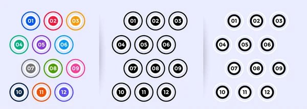 Кругові точки кулі встановлені від одного до дванадцяти — стоковий вектор