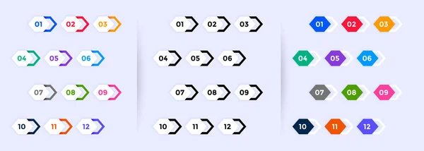 1 에서 12에 설정 된 숫자 포인트 — 스톡 벡터