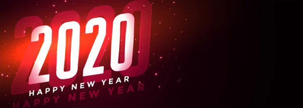 Happy new year 2020 glowing banner design — Stock Vector
