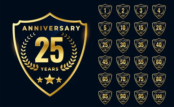 Logotipo premium aniversario de oro gran colección de diseño — Vector de stock