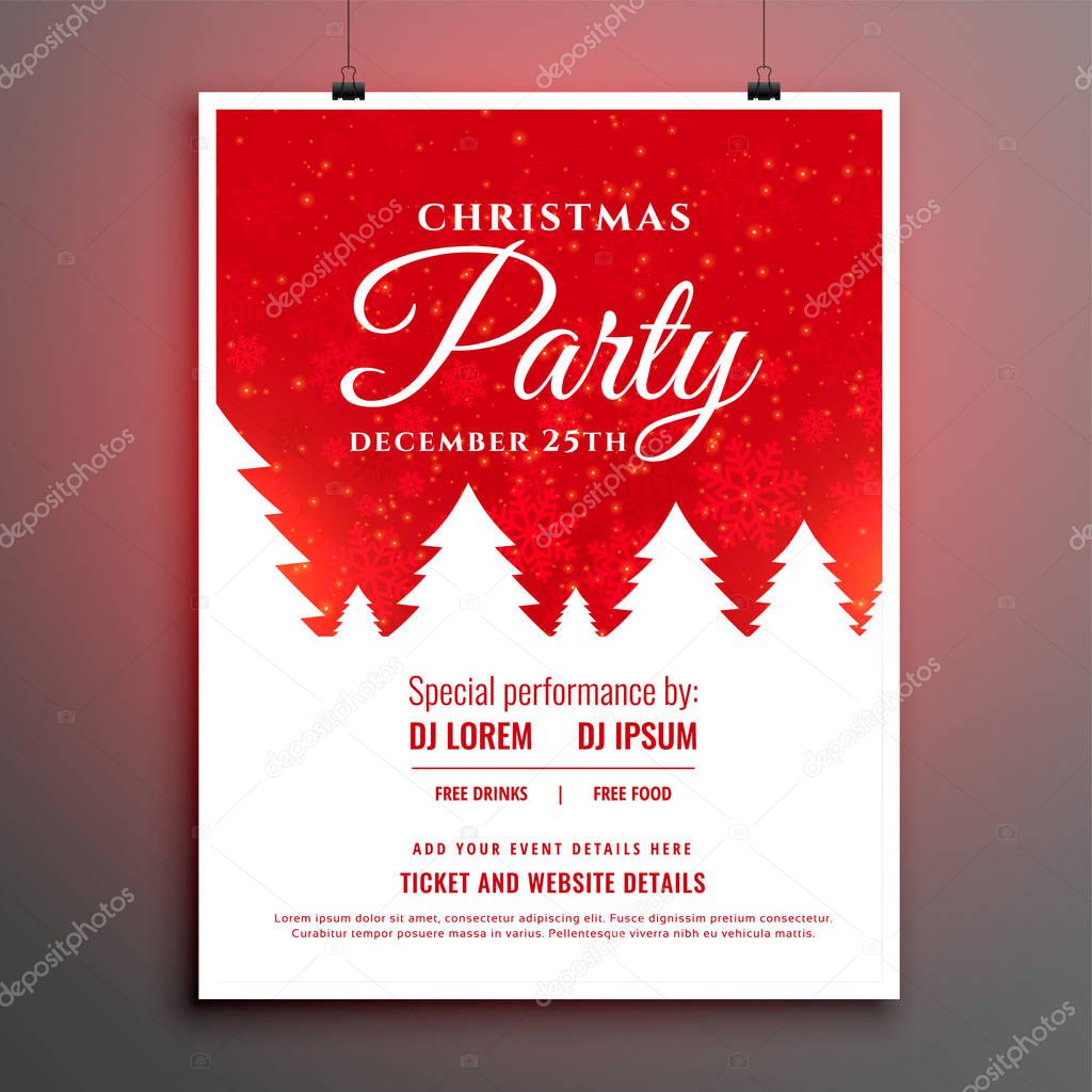 merry christmas party red flyer template design