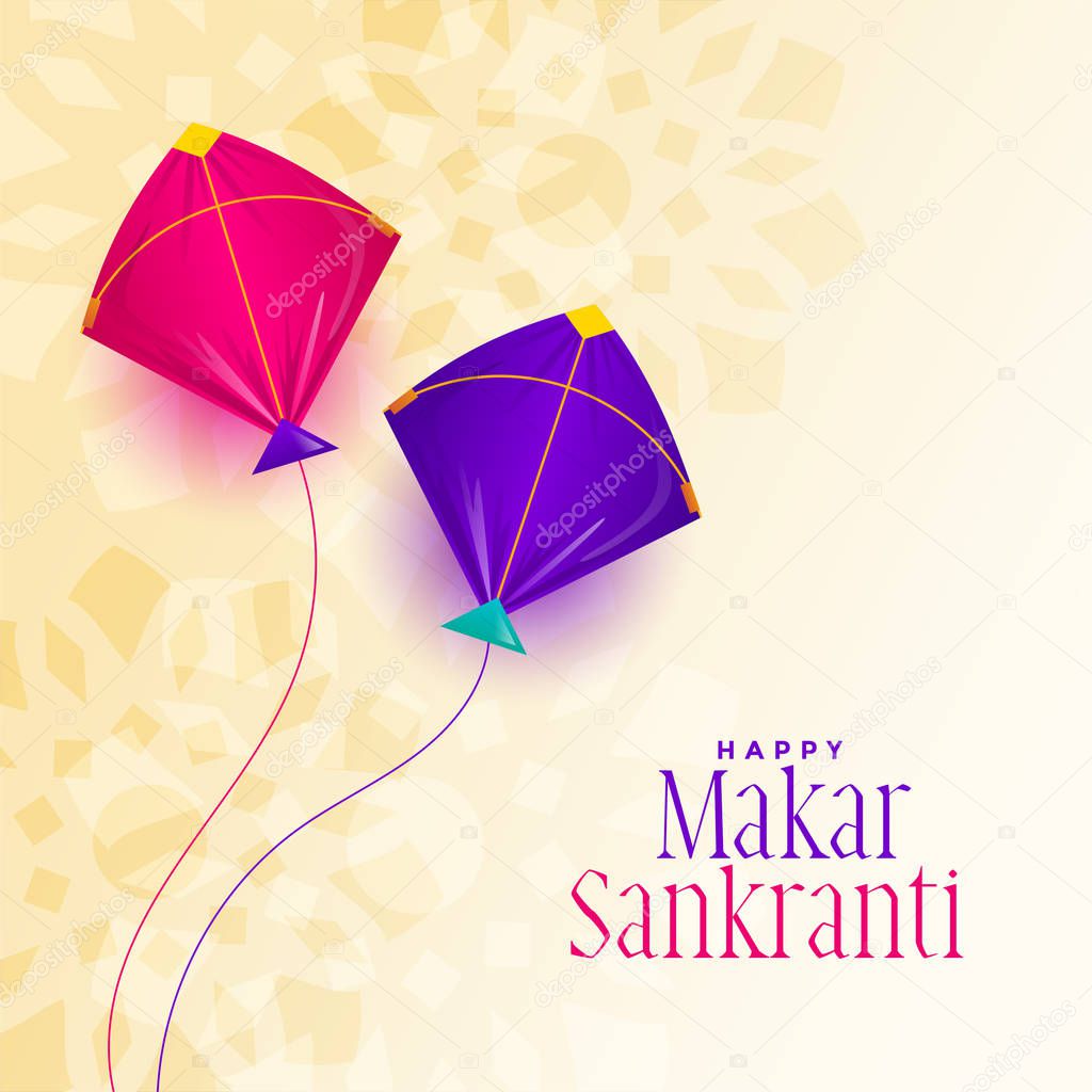 makar sankranti festival with two kite background