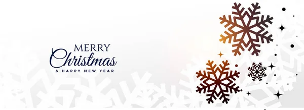Merry christmas white snow flakes banner design — Stock Vector
