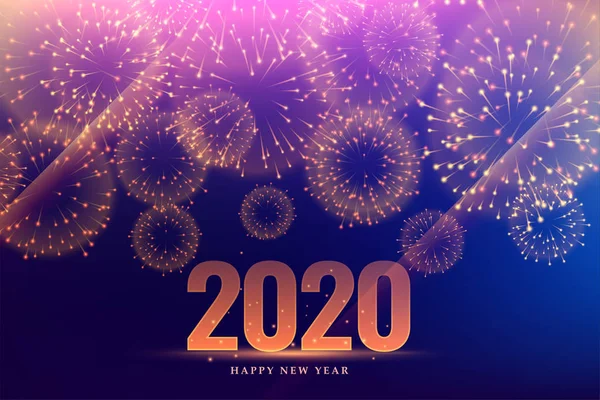 2020 happy new year firework celebration background design — Stock Vector