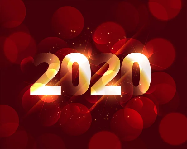Creativo brillante 2020 rojo bokeh año nuevo fondo — Archivo Imágenes Vectoriales