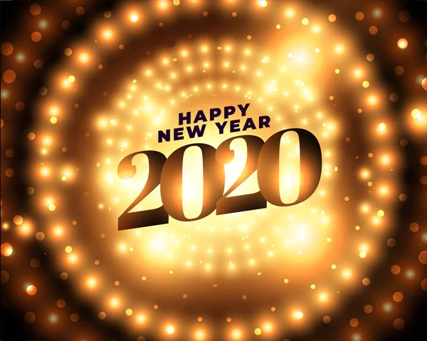 Feliz año nuevo 2020 luces brillantes fondo dorado — Archivo Imágenes Vectoriales