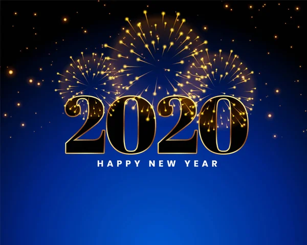 2020 feliz año nuevo azul fuegos artificiales de diseño de fondo — Vector de stock
