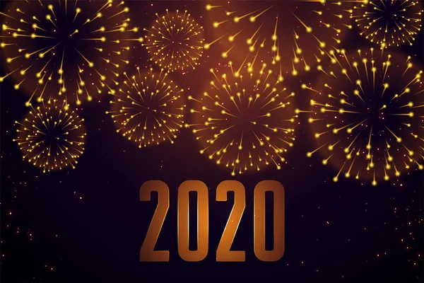 Happy new year celebration firework 2020 background design — Stock Vector