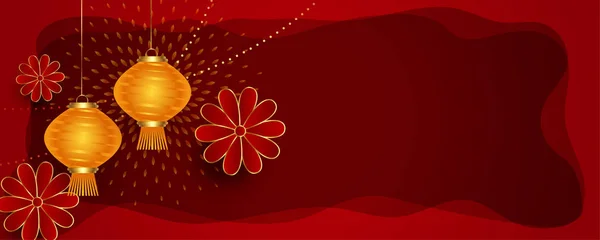 Червоний китайський новорічний банер з текстовим простором — стоковий вектор