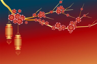 Sakura ağacı dallı geleneksel Çin arkaplanı