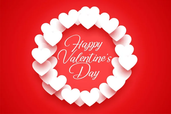 Red background with white valentine hearts frame — Stock Vector