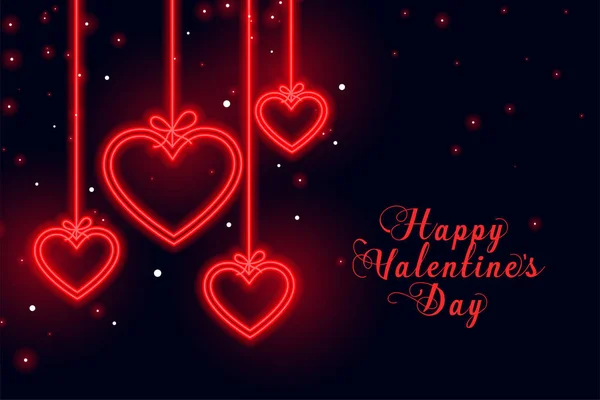 Gelukkig Valentijnsdag liefde neon harten achtergrond — Stockvector