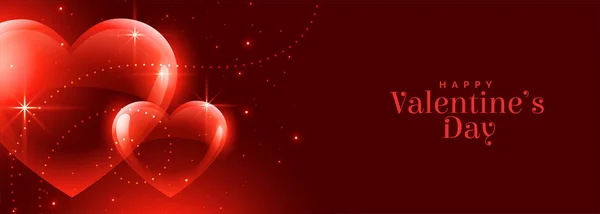 Mooie gelukkige Valentijnsdag glanzend banner ontwerp — Stockvector