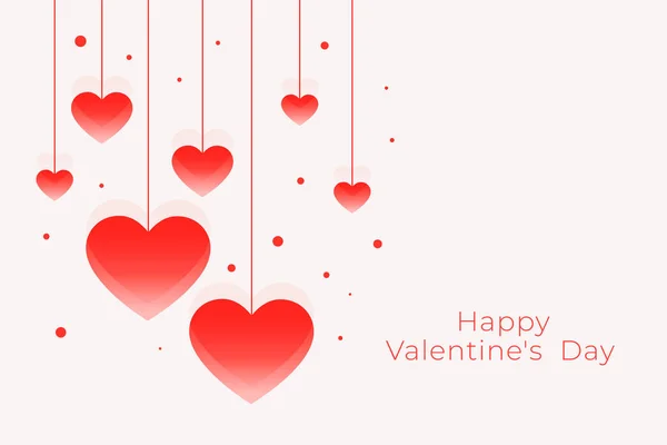 Šťastný Valentýn krásný prapor s oběšenými srdci — Stockový vektor