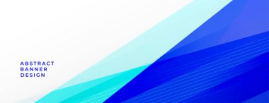 abstract blue geometric lines banner with text space