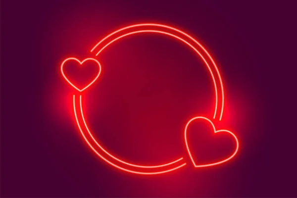 Neon červená dva rámečky srdce s textovým prostorem — Stockový vektor