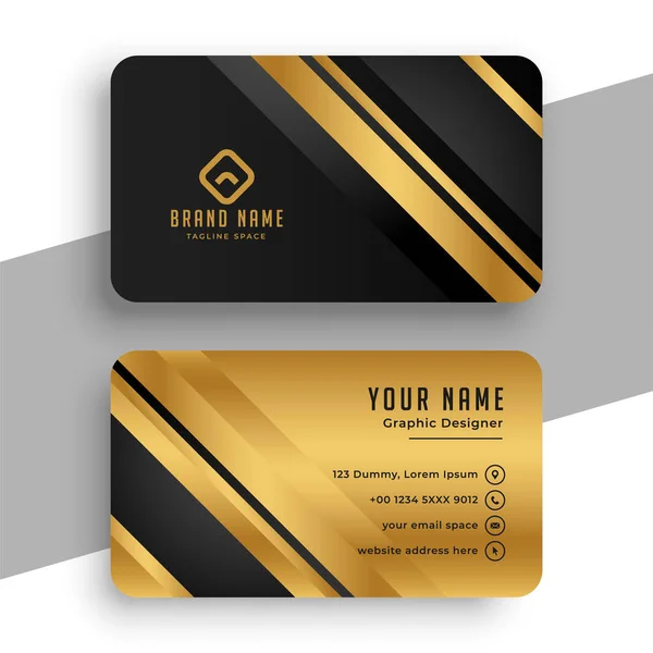 Black and gold premium business card template — Stok Vektör