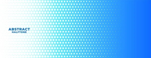 Banner ancho abstracto azul y blanco de medio tono — Vector de stock