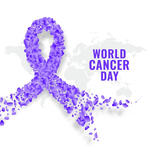 Ruban concept journée mondiale contre le cancer fabriqué avec des pétales de fleurs — Image vectorielle
