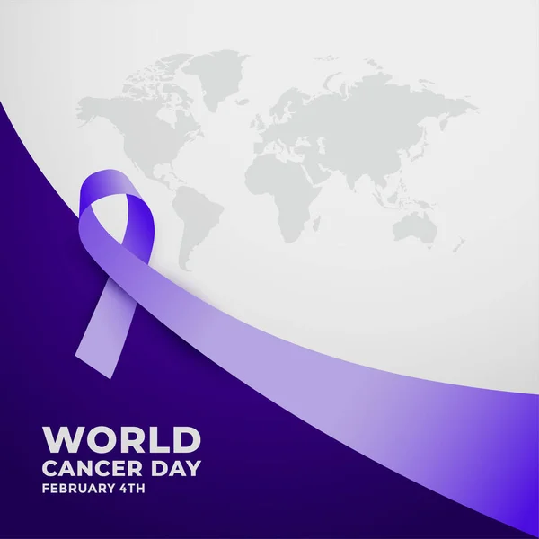 Cinta púrpura larga para el día mundial del cáncer — Vector de stock